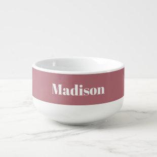 Elegant Minimalist Rose Gold White Name Soup Mug