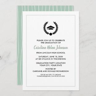 Elegant Mint White Graduation Party Invitations