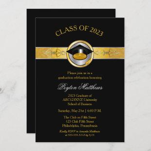 Elegant Modern Gold University Graduation Invites