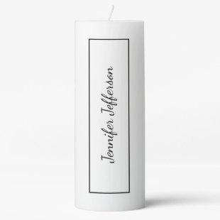 Elegant Modern Handwriting Plain Professional Pillar Candle