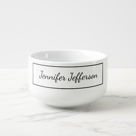Elegant Modern Handwriting Plain Professional Soup Mug