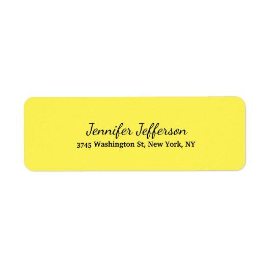 Elegant Modern Handwriting Plain Yellow Label