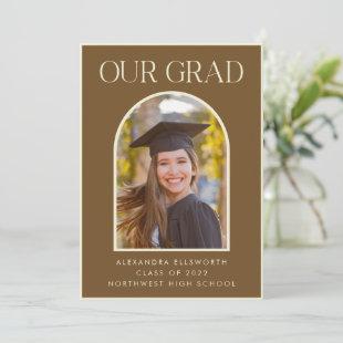 Elegant Modern Photo Brown Arch Graduation Announc Announcement