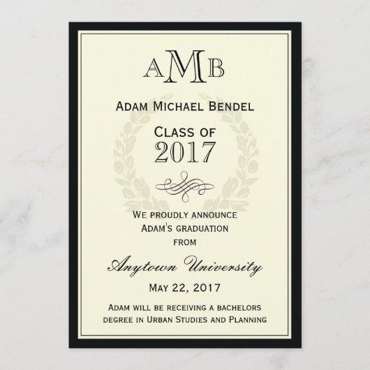 Elegant Monogram Graduation Announcement