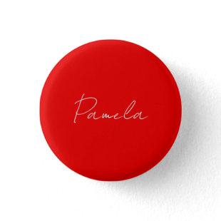 Elegant Name Minimalist Classical Warm Red Button