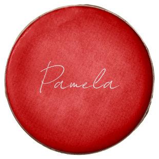 Elegant Name Minimalist Classical Warm Red Chocolate Covered Oreo