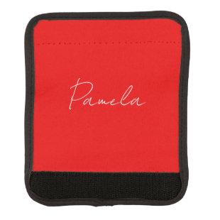 Elegant Name Minimalist Classical Warm Red Luggage Handle Wrap