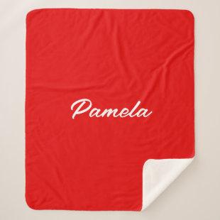 Elegant Name Minimalist Classical Warm Red Sherpa Blanket