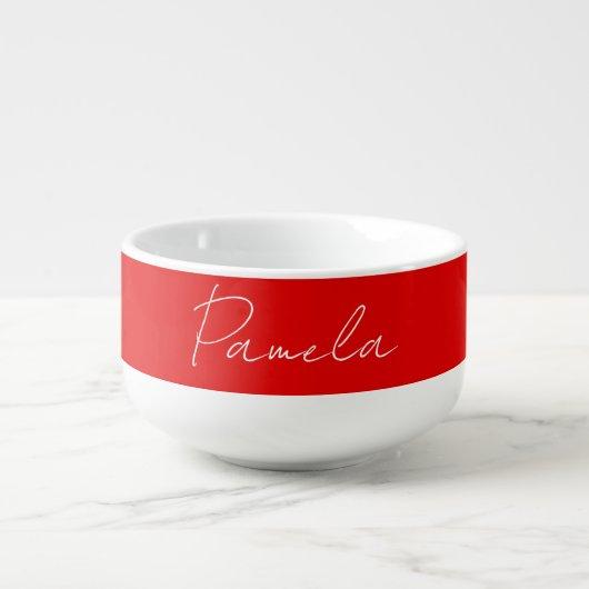 Elegant Name Minimalist Classical Warm Red Soup Mug