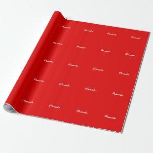 Elegant Name Minimalist Classical Warm Red Wrapping Paper