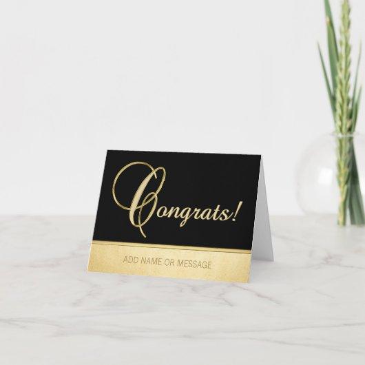 Elegant Name Personalized Black Gold CONGRATS! Card