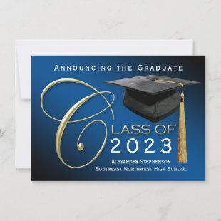 Elegant Navy Blue Graduation Announcement