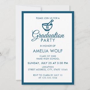 Elegant Ocean Blue Pharmacist Graduation Party Invitation
