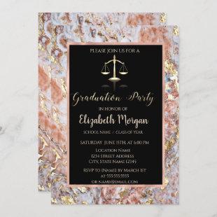 Elegant Ombre Marble Law School Graduation Party Invitation