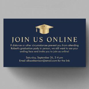 Elegant Online Option Blue Gold Graduation Party Enclosure Card