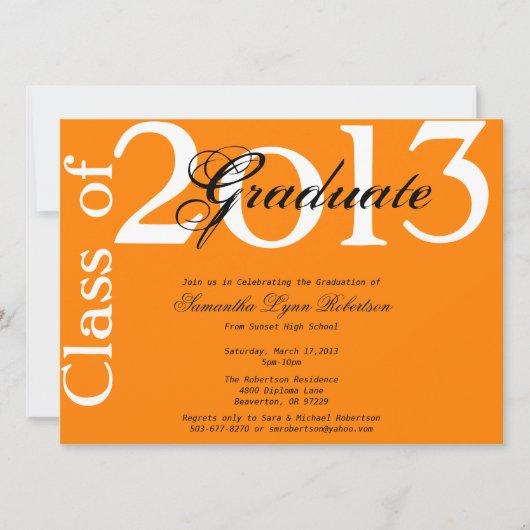 Elegant Orange Graduation Annoucement/Invitation Invitation