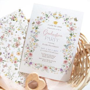 Elegant Pastel Wildflower Garden Graduation Party Invitation