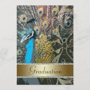 Elegant Peacock Graduation Party Invitation