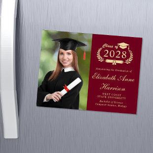Elegant Photo Burgundy College Graduation Magnet