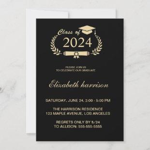 Elegant Photo College Black Graduation Party  Holiday Card