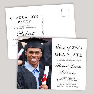 Elegant Photo College Graduation Party Invitation Postcard