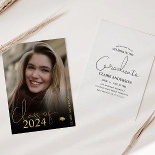 Elegant Photo Graduation  Foil Invitation