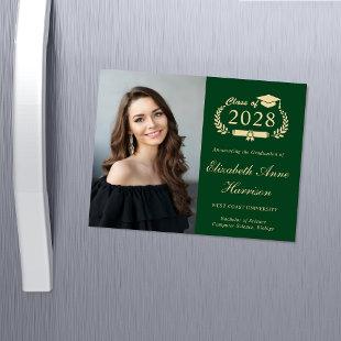 Elegant Photo Green Graduation Magnetic Card