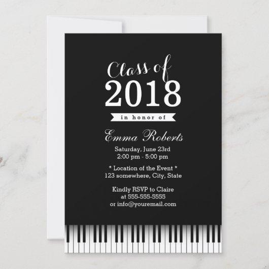 Elegant Piano Keys Music School Graduation Party Invitation