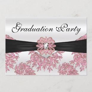 Elegant Pink Glitter Graduation Party Invitation