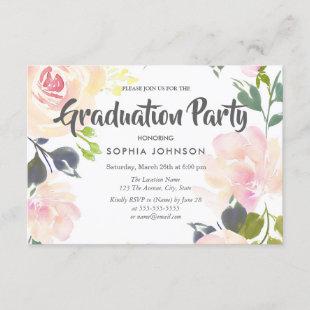 Elegant Pink Rose Graduation Party Invite