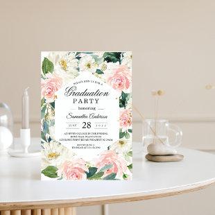 Elegant Pink & White Watercolor Floral Frame  Invitation