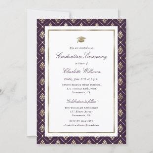 Elegant Purple and Gold Graduation Ceremony Invitation