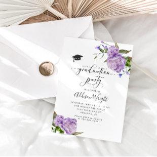 Elegant Purple Flowers Graduation Party  Invitation