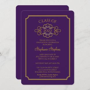 Elegant Purple | Gold College Graduation Party Invitation