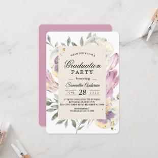 Elegant Purple & Pansy Watercolor Floral Frame Invitation