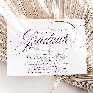 Elegant Purple Script Graduation Party Invitation