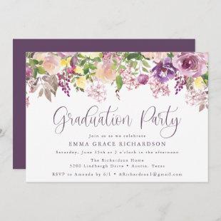 Elegant Radiant Purple Floral Graduation Party Invitation