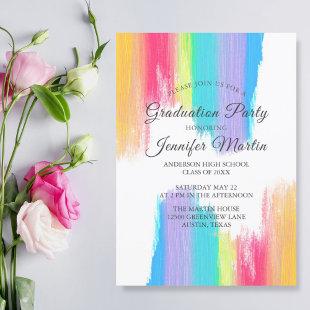 Elegant Rainbow Watercolor 2024 Graduation Party Invitation