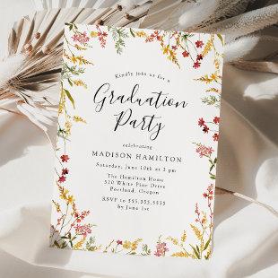 Elegant Red and Yellow Floral Graduation Party Invitation