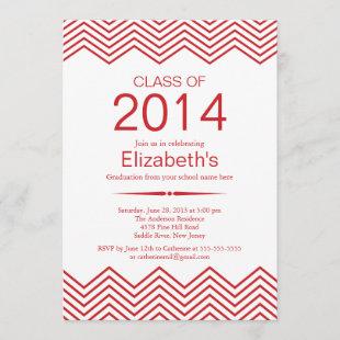 Elegant Red Chevron Graduation Party Invitation