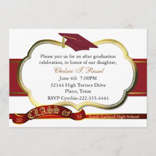 Elegant Red Custom Graduation Party Invitation