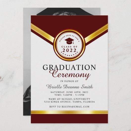 Elegant Red Gold Graduation Ceremony Invitation