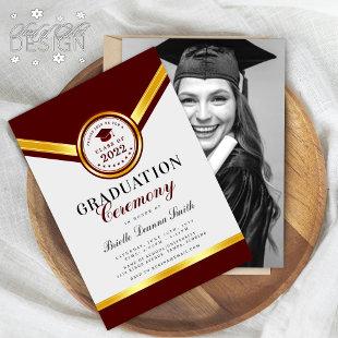 Elegant Red Gold Graduation Ceremony Invitation