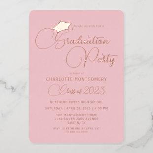 Elegant Rose Gold Foil Chic Graduation Invitation