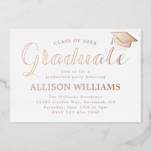 Elegant Rose Gold Graduation Party Foil Invitation