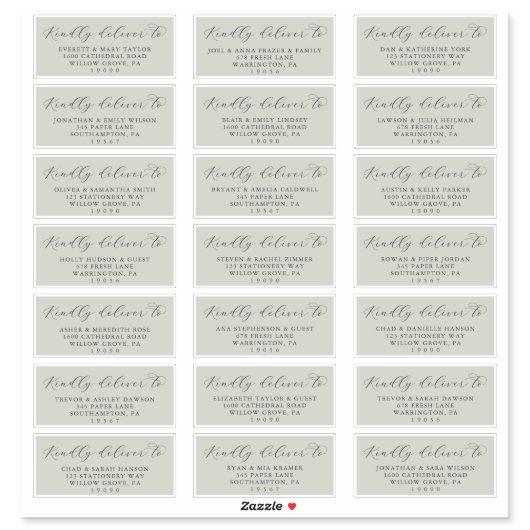 Elegant Sage Mint Wedding Guest Address Labels