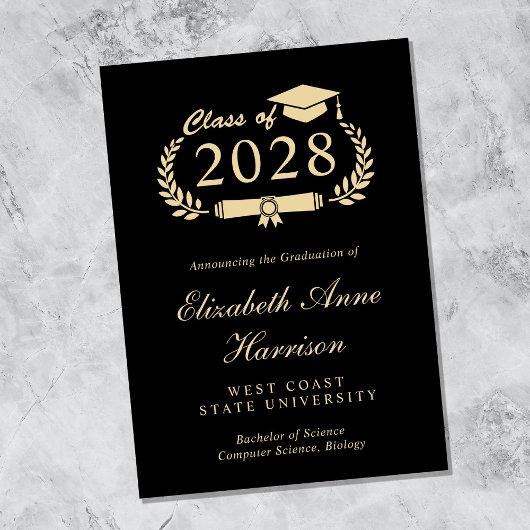 Elegant Script Black College Graduation Announcement