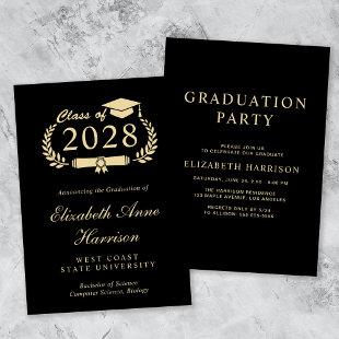 Elegant Script Black College Graduation Party Invitation