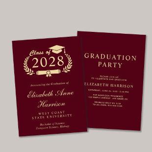 Elegant Script Burgundy College Graduation Party Invitation