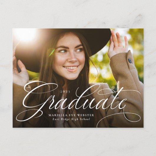 Elegant script graduation invitation postcard